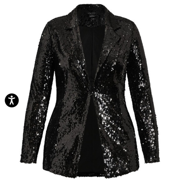 City Chic Jackets & Blazers - City Chic Sequin Seduction Black Blazer - Worn Once!